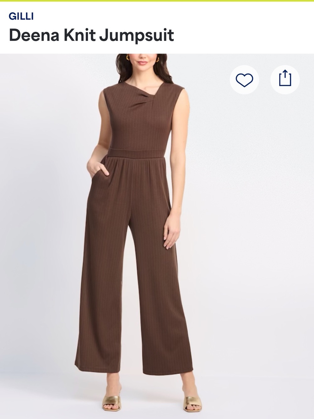 Gilli Ribbed Brown Wide-Leg Knit Jumpsuit 🥥